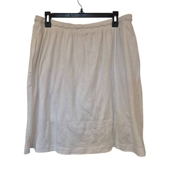Woman Within Women's White Cotton/Poly Drawstring Skort w Pockets - Picture 6 of 11